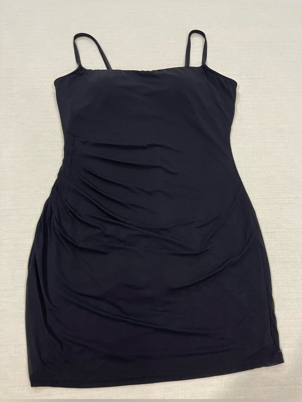 Popilush Built-In Shapewear Ruched Bodycon Cami Mini Dress Black Size Large